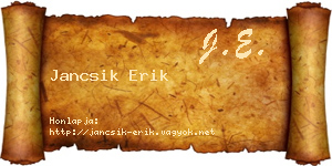 Jancsik Erik névjegykártya
